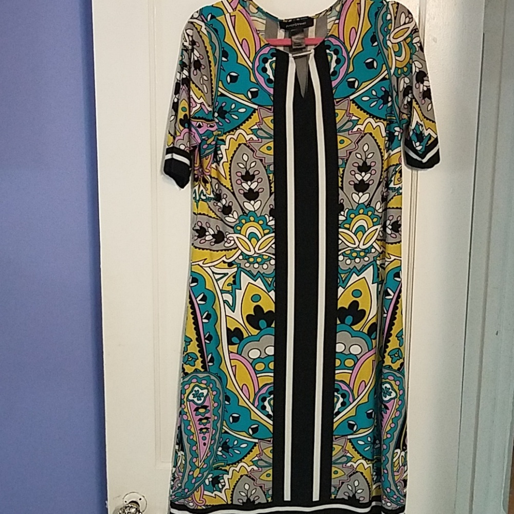 Paisley print, multi color, shift dress size 14/16
